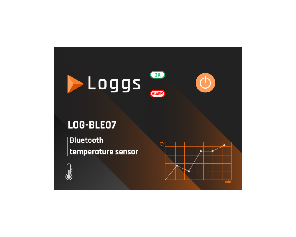 Log-BLE07: Mobiililaitteella luettava lämpötilan mittalaite [hinta sis. laitteen ja pilvipalvelun]