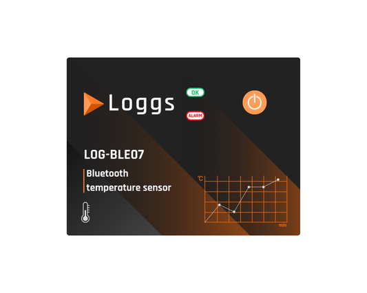 Log-BLE07: Mobiililaitteella luettava lämpötilan mittalaite [hinta sis. laitteen ja pilvipalvelun]